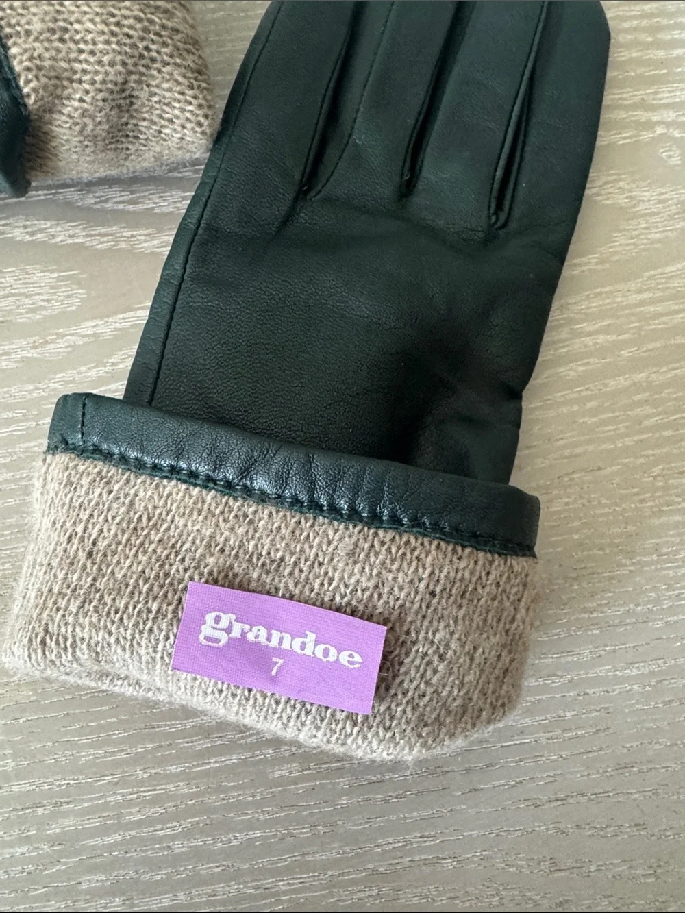 Grandoe cashmere lined leather gloves -hunter green